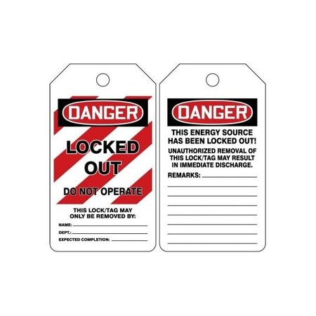 Accuform Danger, PF-Cardstock, 3-1/4 in Width, 1/4 in Height, , 25 PK TAM103CTP
